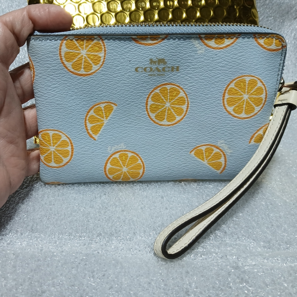 Coach Blue and White Wristlet